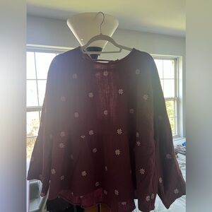 Madewell Embroidered Lightspun Peplum Open-Back Top